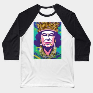 Queen Elizabeth II - Geometric Tie-Dye Baseball T-Shirt